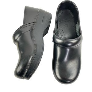 Dansko Black Leather Nursing Clogs Shoes, 36